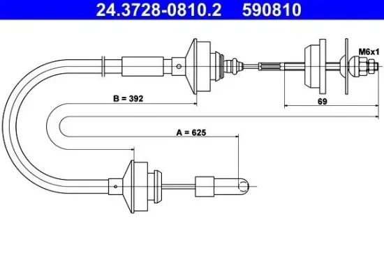 Seilzug, Kupplungsbetätigung ATE 24.3728-0810.2 Bild Seilzug, Kupplungsbetätigung ATE 24.3728-0810.2