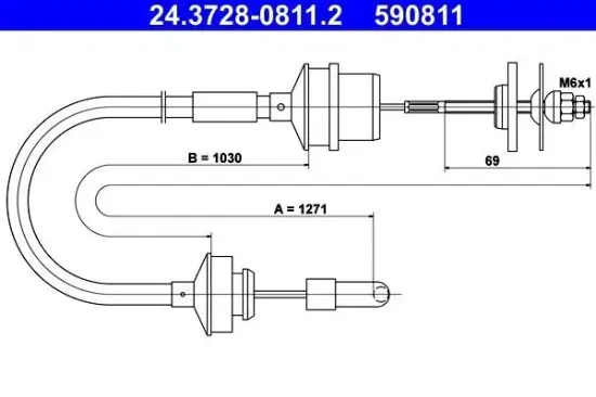 Seilzug, Kupplungsbetätigung ATE 24.3728-0811.2 Bild Seilzug, Kupplungsbetätigung ATE 24.3728-0811.2