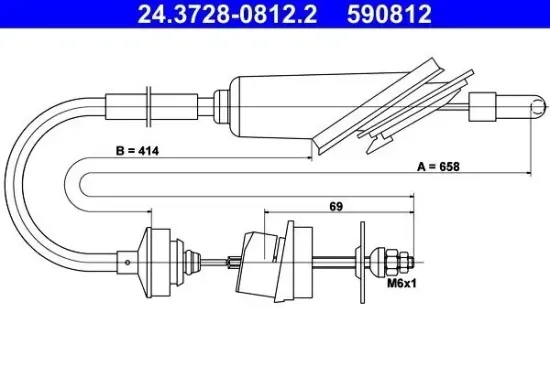 Seilzug, Kupplungsbetätigung ATE 24.3728-0812.2 Bild Seilzug, Kupplungsbetätigung ATE 24.3728-0812.2