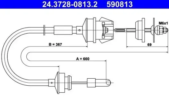 Seilzug, Kupplungsbetätigung ATE 24.3728-0813.2 Bild Seilzug, Kupplungsbetätigung ATE 24.3728-0813.2