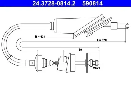 Seilzug, Kupplungsbetätigung ATE 24.3728-0814.2 Bild Seilzug, Kupplungsbetätigung ATE 24.3728-0814.2