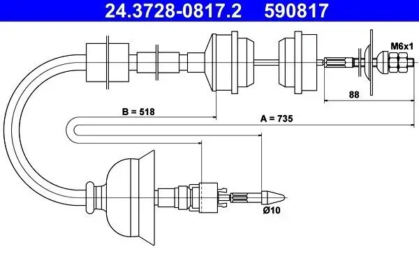Seilzug, Kupplungsbetätigung ATE 24.3728-0817.2