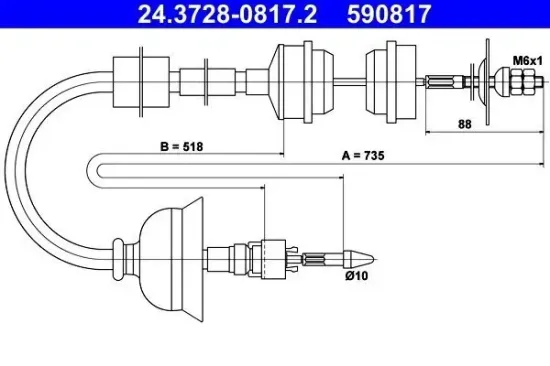 Seilzug, Kupplungsbetätigung ATE 24.3728-0817.2 Bild Seilzug, Kupplungsbetätigung ATE 24.3728-0817.2