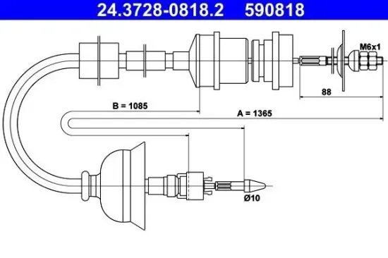 Seilzug, Kupplungsbetätigung ATE 24.3728-0818.2 Bild Seilzug, Kupplungsbetätigung ATE 24.3728-0818.2