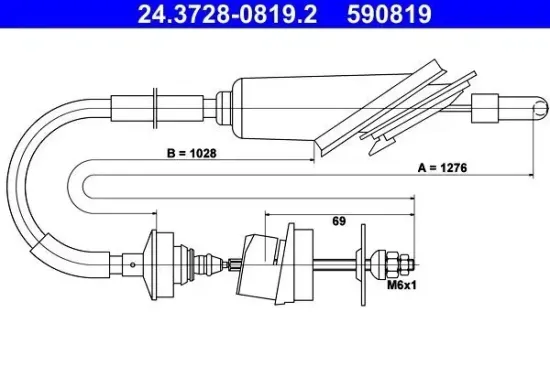 Seilzug, Kupplungsbetätigung ATE 24.3728-0819.2 Bild Seilzug, Kupplungsbetätigung ATE 24.3728-0819.2