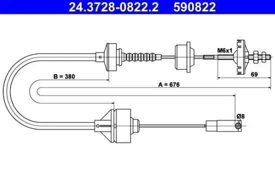 Seilzug, Kupplungsbetätigung ATE 24.3728-0822.2 Bild Seilzug, Kupplungsbetätigung ATE 24.3728-0822.2