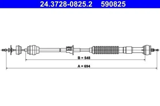 Seilzug, Kupplungsbetätigung ATE 24.3728-0825.2 Bild Seilzug, Kupplungsbetätigung ATE 24.3728-0825.2