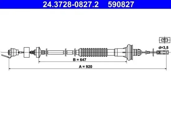 Seilzug, Kupplungsbetätigung ATE 24.3728-0827.2 Bild Seilzug, Kupplungsbetätigung ATE 24.3728-0827.2