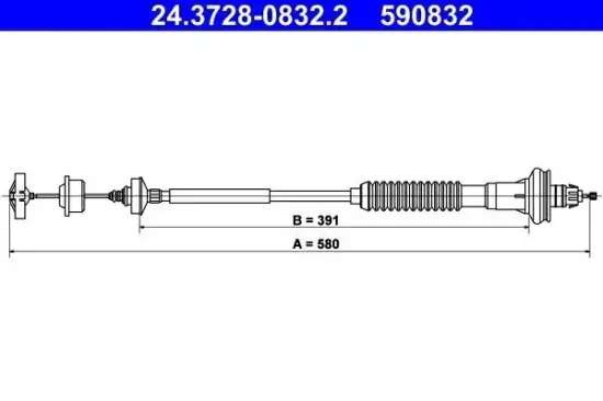 Seilzug, Kupplungsbetätigung ATE 24.3728-0832.2 Bild Seilzug, Kupplungsbetätigung ATE 24.3728-0832.2