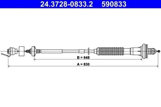 Seilzug, Kupplungsbetätigung ATE 24.3728-0833.2 Bild Seilzug, Kupplungsbetätigung ATE 24.3728-0833.2