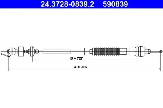 Seilzug, Kupplungsbetätigung ATE 24.3728-0839.2 Bild Seilzug, Kupplungsbetätigung ATE 24.3728-0839.2