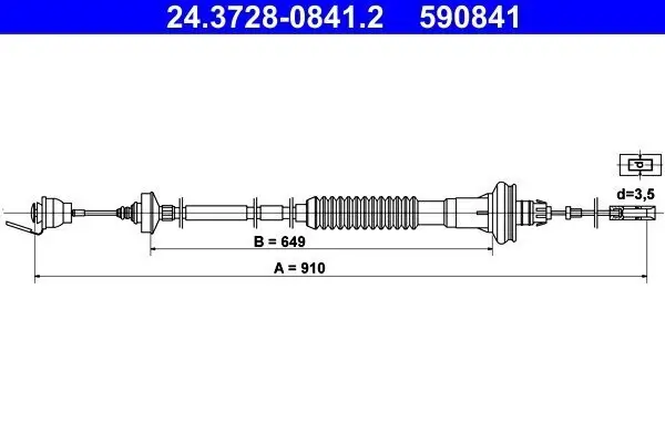 Seilzug, Kupplungsbetätigung ATE 24.3728-0841.2 Bild Seilzug, Kupplungsbetätigung ATE 24.3728-0841.2