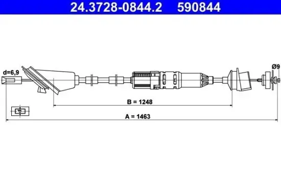 Seilzug, Kupplungsbetätigung ATE 24.3728-0844.2 Bild Seilzug, Kupplungsbetätigung ATE 24.3728-0844.2