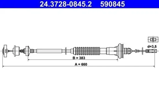 Seilzug, Kupplungsbetätigung ATE 24.3728-0845.2 Bild Seilzug, Kupplungsbetätigung ATE 24.3728-0845.2