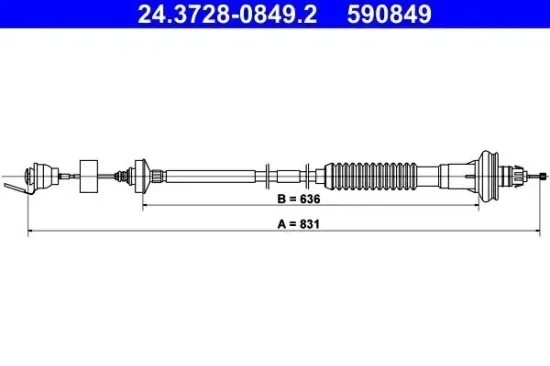 Seilzug, Kupplungsbetätigung ATE 24.3728-0849.2 Bild Seilzug, Kupplungsbetätigung ATE 24.3728-0849.2