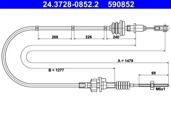 Seilzug, Kupplungsbetätigung ATE 24.3728-0852.2 Bild Seilzug, Kupplungsbetätigung ATE 24.3728-0852.2