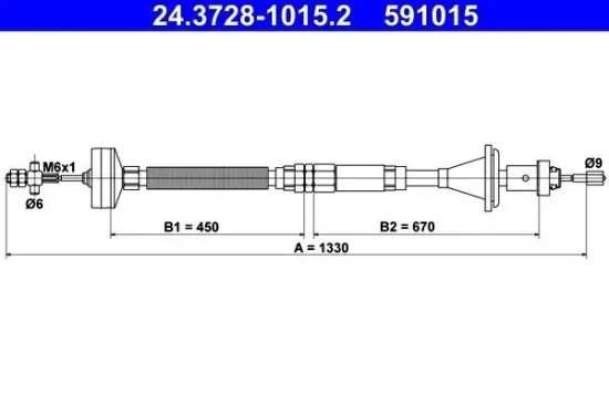 Seilzug, Kupplungsbetätigung ATE 24.3728-1015.2 Bild Seilzug, Kupplungsbetätigung ATE 24.3728-1015.2
