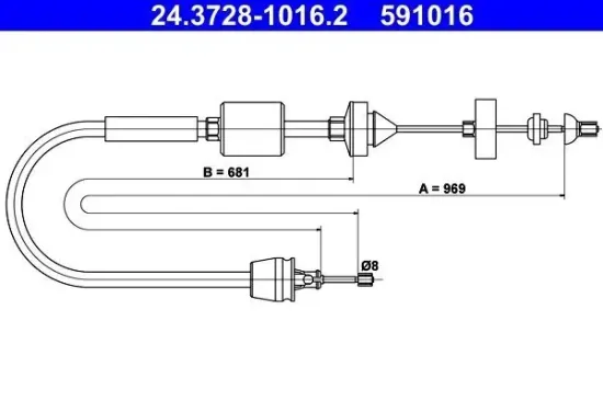 Seilzug, Kupplungsbetätigung ATE 24.3728-1016.2 Bild Seilzug, Kupplungsbetätigung ATE 24.3728-1016.2