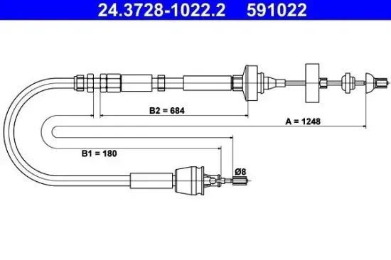Seilzug, Kupplungsbetätigung ATE 24.3728-1022.2 Bild Seilzug, Kupplungsbetätigung ATE 24.3728-1022.2