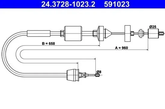 Seilzug, Kupplungsbetätigung ATE 24.3728-1023.2 Bild Seilzug, Kupplungsbetätigung ATE 24.3728-1023.2