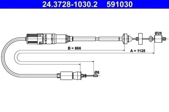 Seilzug, Kupplungsbetätigung ATE 24.3728-1030.2 Bild Seilzug, Kupplungsbetätigung ATE 24.3728-1030.2