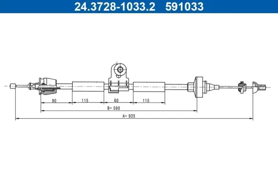 Seilzug, Kupplungsbetätigung ATE 24.3728-1033.2 Bild Seilzug, Kupplungsbetätigung ATE 24.3728-1033.2