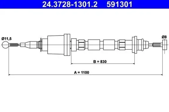 Seilzug, Kupplungsbetätigung ATE 24.3728-1301.2 Bild Seilzug, Kupplungsbetätigung ATE 24.3728-1301.2