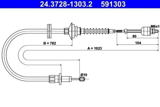 Seilzug, Kupplungsbetätigung ATE 24.3728-1303.2 Bild Seilzug, Kupplungsbetätigung ATE 24.3728-1303.2