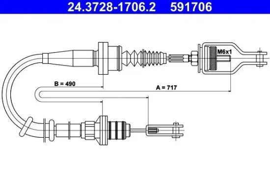 Seilzug, Kupplungsbetätigung ATE 24.3728-1706.2 Bild Seilzug, Kupplungsbetätigung ATE 24.3728-1706.2