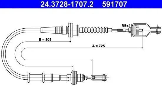 Seilzug, Kupplungsbetätigung ATE 24.3728-1707.2 Bild Seilzug, Kupplungsbetätigung ATE 24.3728-1707.2
