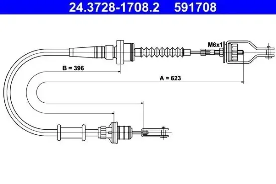 Seilzug, Kupplungsbetätigung ATE 24.3728-1708.2 Bild Seilzug, Kupplungsbetätigung ATE 24.3728-1708.2