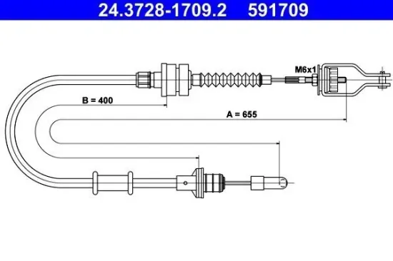 Seilzug, Kupplungsbetätigung ATE 24.3728-1709.2 Bild Seilzug, Kupplungsbetätigung ATE 24.3728-1709.2