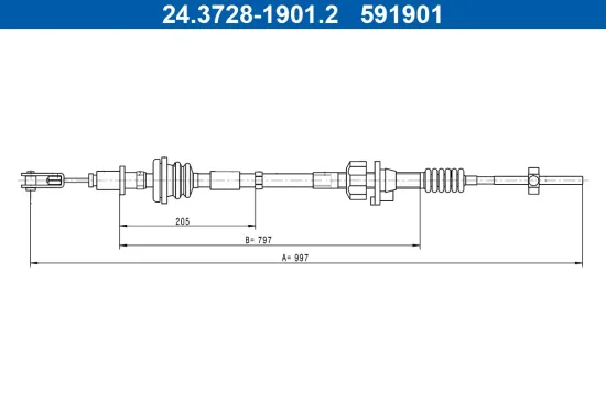 Seilzug, Kupplungsbetätigung ATE 24.3728-1901.2 Bild Seilzug, Kupplungsbetätigung ATE 24.3728-1901.2