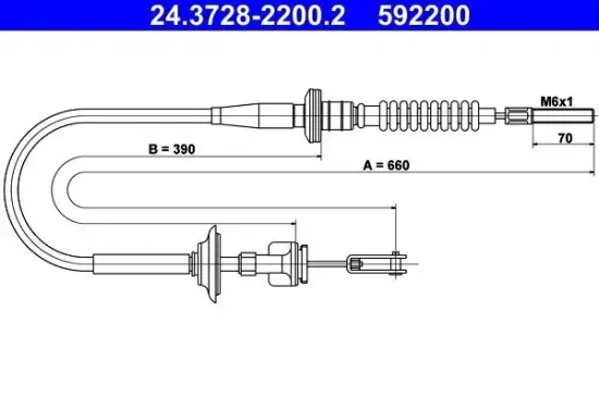Seilzug, Kupplungsbetätigung ATE 24.3728-2200.2 Bild Seilzug, Kupplungsbetätigung ATE 24.3728-2200.2
