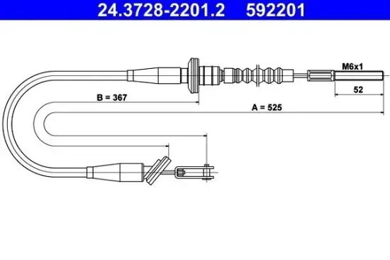 Seilzug, Kupplungsbetätigung ATE 24.3728-2201.2 Bild Seilzug, Kupplungsbetätigung ATE 24.3728-2201.2