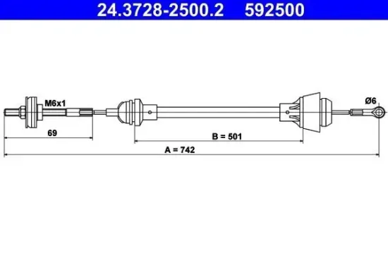 Seilzug, Kupplungsbetätigung ATE 24.3728-2500.2 Bild Seilzug, Kupplungsbetätigung ATE 24.3728-2500.2