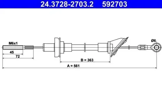 Seilzug, Kupplungsbetätigung ATE 24.3728-2703.2 Bild Seilzug, Kupplungsbetätigung ATE 24.3728-2703.2