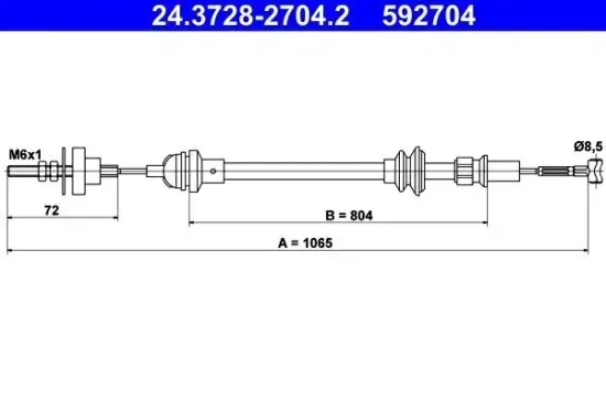 Seilzug, Kupplungsbetätigung ATE 24.3728-2704.2 Bild Seilzug, Kupplungsbetätigung ATE 24.3728-2704.2