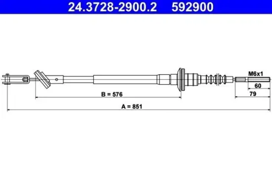 Seilzug, Kupplungsbetätigung ATE 24.3728-2900.2 Bild Seilzug, Kupplungsbetätigung ATE 24.3728-2900.2