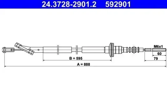 Seilzug, Kupplungsbetätigung ATE 24.3728-2901.2 Bild Seilzug, Kupplungsbetätigung ATE 24.3728-2901.2