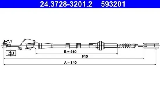 Seilzug, Kupplungsbetätigung ATE 24.3728-3201.2 Bild Seilzug, Kupplungsbetätigung ATE 24.3728-3201.2