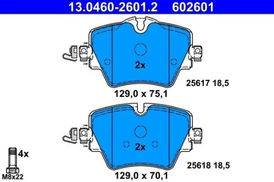 Bremsbelagsatz, Scheibenbremse Vorderachse ATE 13.0460-2601.2 Bild Bremsbelagsatz, Scheibenbremse Vorderachse ATE 13.0460-2601.2