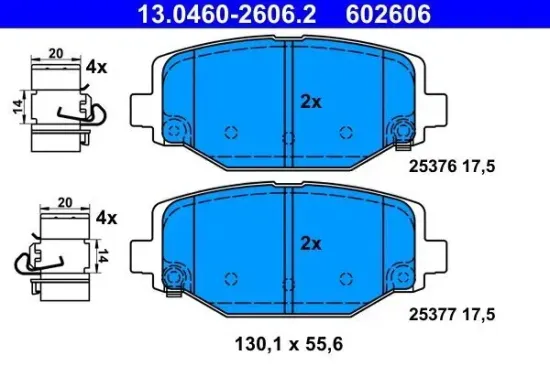 Bremsbelagsatz, Scheibenbremse ATE 13.0460-2606.2 Bild Bremsbelagsatz, Scheibenbremse ATE 13.0460-2606.2