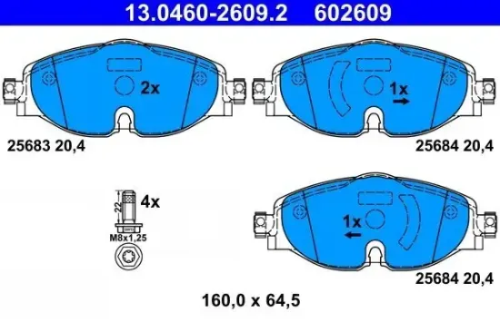 Bremsbelagsatz, Scheibenbremse ATE 13.0460-2609.2 Bild Bremsbelagsatz, Scheibenbremse ATE 13.0460-2609.2