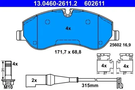 Bremsbelagsatz, Scheibenbremse ATE 13.0460-2611.2 Bild Bremsbelagsatz, Scheibenbremse ATE 13.0460-2611.2