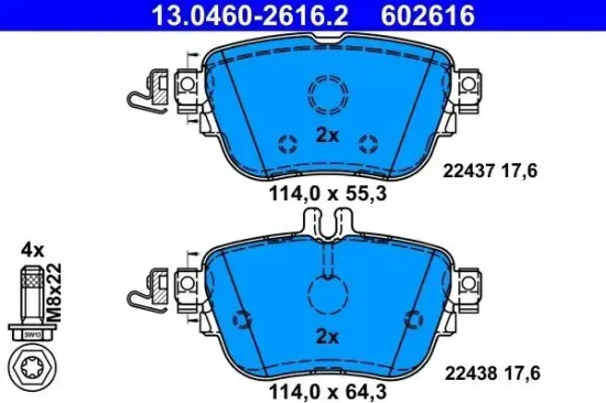 Bremsbelagsatz, Scheibenbremse ATE 13.0460-2616.2 Bild Bremsbelagsatz, Scheibenbremse ATE 13.0460-2616.2