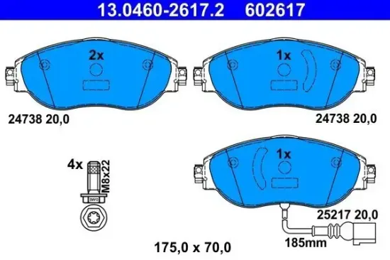 Bremsbelagsatz, Scheibenbremse ATE 13.0460-2617.2 Bild Bremsbelagsatz, Scheibenbremse ATE 13.0460-2617.2