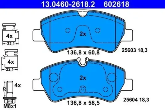 Bremsbelagsatz, Scheibenbremse ATE 13.0460-2618.2 Bild Bremsbelagsatz, Scheibenbremse ATE 13.0460-2618.2