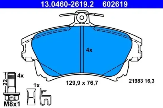 Bremsbelagsatz, Scheibenbremse ATE 13.0460-2619.2 Bild Bremsbelagsatz, Scheibenbremse ATE 13.0460-2619.2