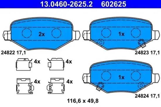 Bremsbelagsatz, Scheibenbremse ATE 13.0460-2625.2 Bild Bremsbelagsatz, Scheibenbremse ATE 13.0460-2625.2